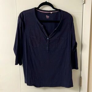 Boden 3/4 length sleeve Henley Tee—Navy